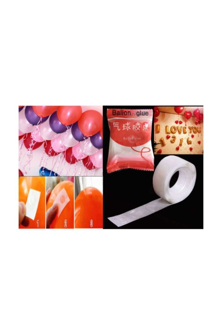 100 Adet Balon Yapıştırma Aparatı Sticker Damla Modeli ( 1,2 cm) - 1