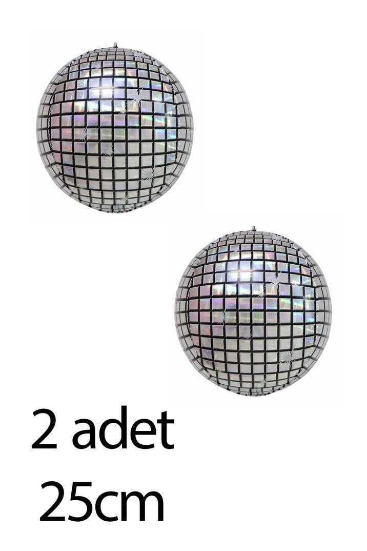 2 Adet Mini Disko Topu Folyo Balon Disko Temalı Parti Balonu Minik Disko Topu Folyo Balonlar 2li - 2