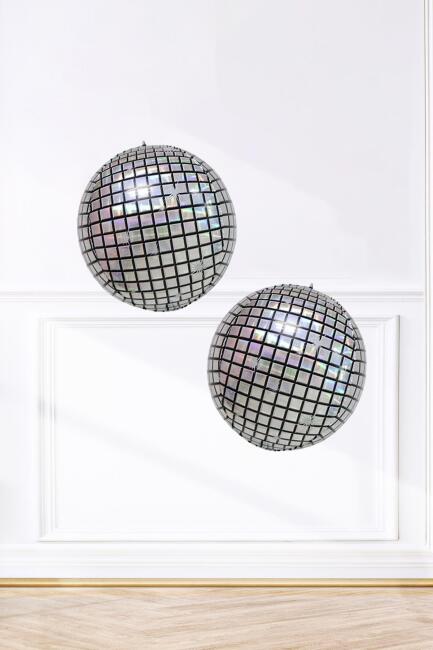 2 Adet Mini Disko Topu Folyo Balon Disko Temalı Parti Balonu Minik Disko Topu Folyo Balonlar 2li