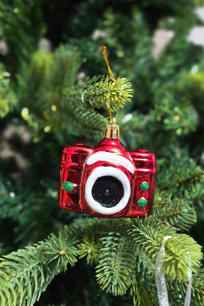 2li Fotoğraf Makinası Şeklinde Yılbaşı Ağaç Süsü Fotoğraf Makinesi Lüks Çam Ağacı Süsü 2li Paket - 6