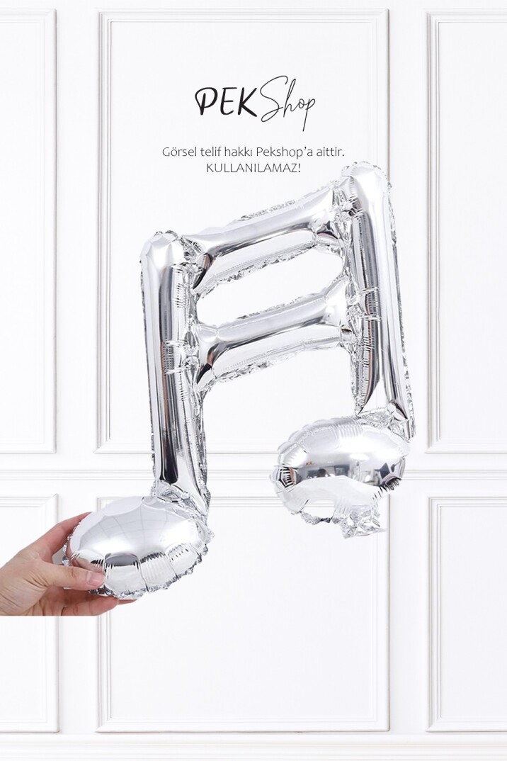 2li Gümüş Nota Şekilli Folyo Balon Silver - 2