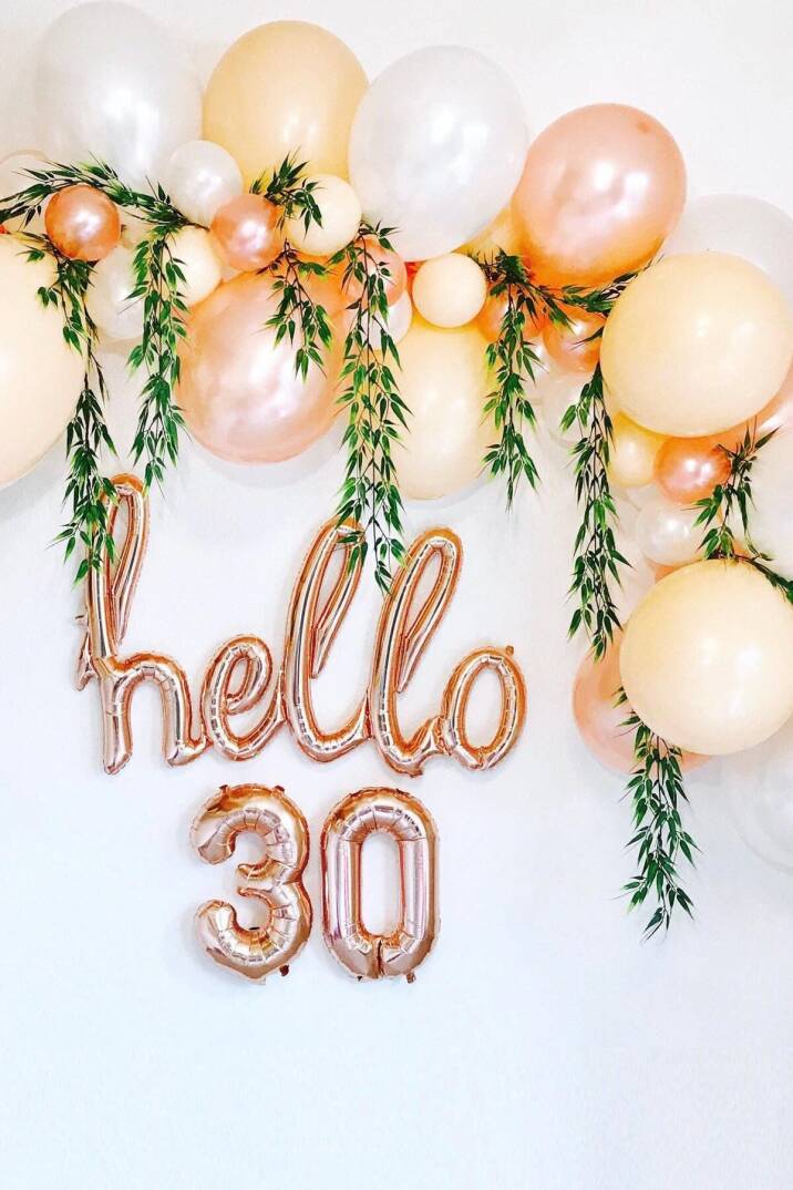 30 Yaş Doğum Günü Balonları - Hello 30 El Yazısı Rose Gold Renk Folyo Balon - 1