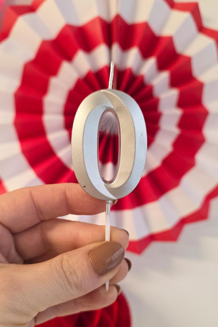 30 Yaş Gümüş Mum Rakam Pasta Mumu Yaş Mum Gümüş Renk - 3