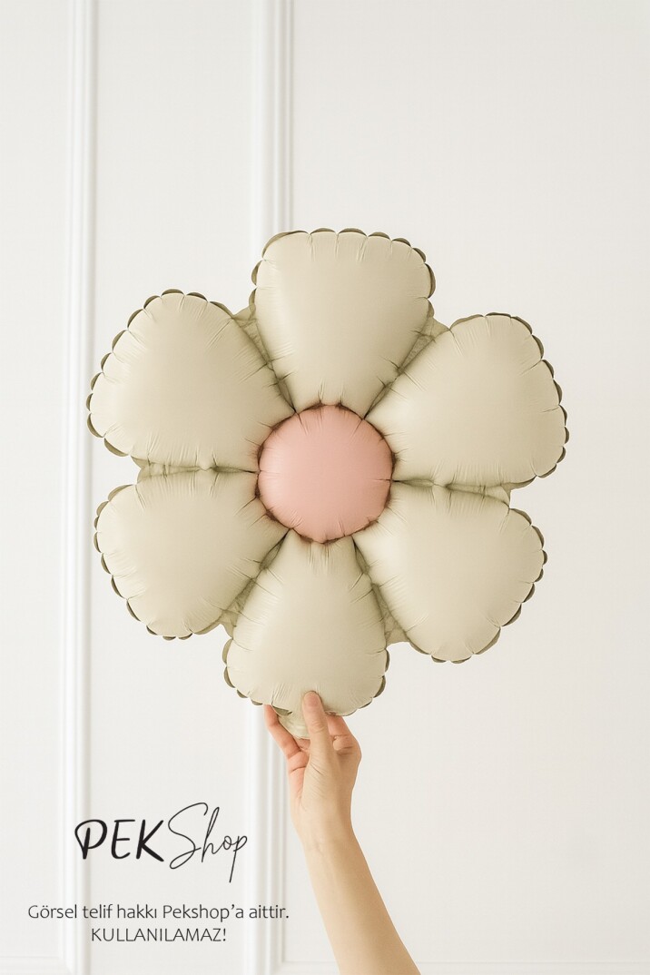 3lü Bohem Papatya Folyo Balon Seti Retro Krem Kahve Pembe Papatya Balonlar - 3