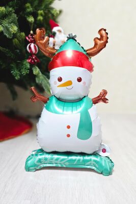 3lü Minik Ayaklı Yılbaşı Balonları Seti Kardan Adam Noel Baba Kurabiye Adam Yılbaşı Balonları Seti - 3