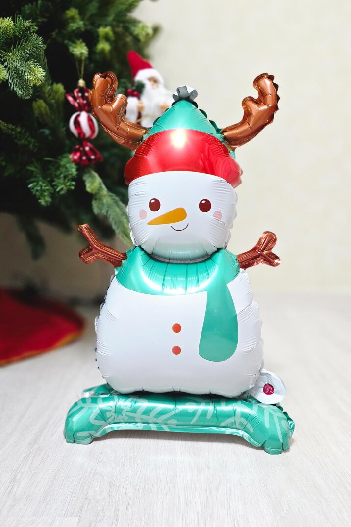 3lü Minik Ayaklı Yılbaşı Balonları Seti Kardan Adam Noel Baba Kurabiye Adam Yılbaşı Balonları Seti - 3