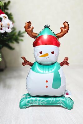 3lü Minik Ayaklı Yılbaşı Balonları Seti Kardan Adam Noel Baba Kurabiye Adam Yılbaşı Balonları Seti - 4