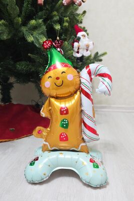 3lü Minik Ayaklı Yılbaşı Balonları Seti Kardan Adam Noel Baba Kurabiye Adam Yılbaşı Balonları Seti - 5