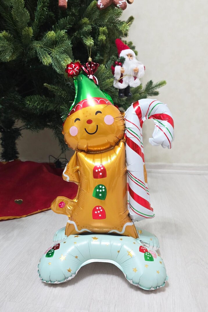 3lü Minik Ayaklı Yılbaşı Balonları Seti Kardan Adam Noel Baba Kurabiye Adam Yılbaşı Balonları Seti - 5