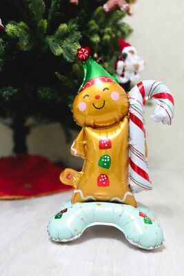 3lü Minik Ayaklı Yılbaşı Balonları Seti Kardan Adam Noel Baba Kurabiye Adam Yılbaşı Balonları Seti - 6