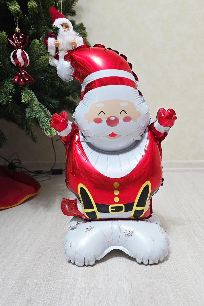 3lü Minik Ayaklı Yılbaşı Balonları Seti Kardan Adam Noel Baba Kurabiye Adam Yılbaşı Balonları Seti - 7