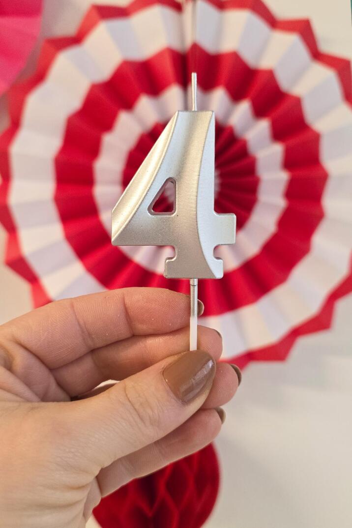 40 Yaş Gümüş Mum Rakam Pasta Mumu Yaş Mum Gümüş Renk - 2