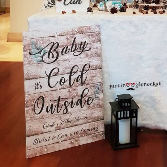 Winter Konsept Masa Önü Pano Baby Shower Panosu