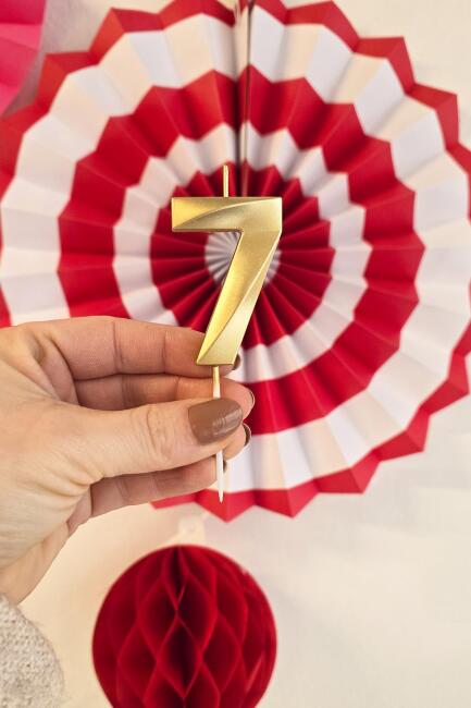 7 Yaş Gold Mum Rakam Pasta Mumu Yaş Mum Gold Renk - 2