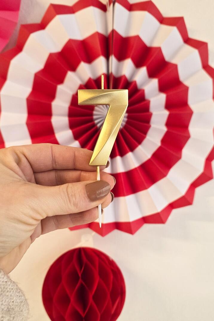 7 Yaş Gold Mum Rakam Pasta Mumu Yaş Mum Gold Renk - 2