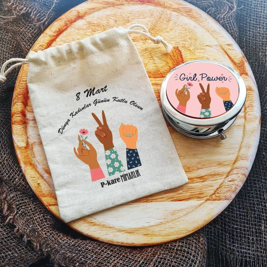 8 Mart Girl Power Kadınlar Günü Hediyesi Ayna - 1