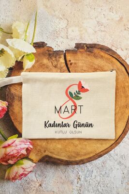 8 Mart Hediyesi Makyaj Çantası Clutch Çanta Model 4 15x21cm