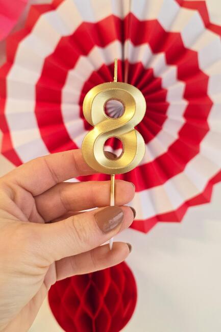 8 Yaş Gold Mum Rakam Pasta Mumu Yaş Mum Gold Renk - 2