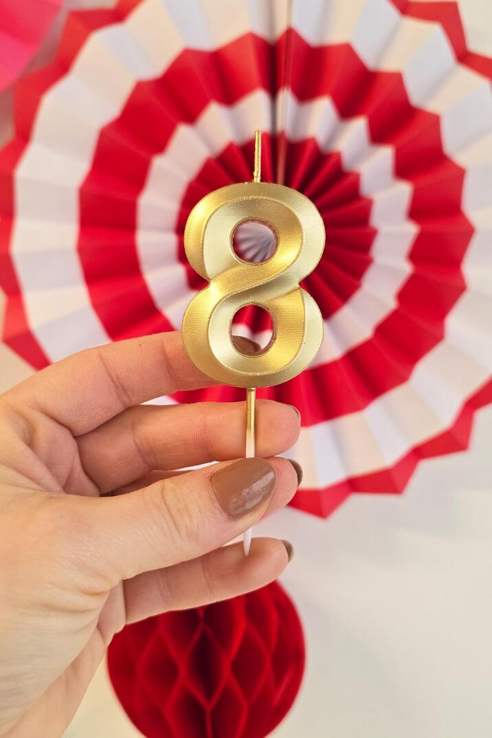 8 Yaş Gold Mum Rakam Pasta Mumu Yaş Mum Gold Renk - 2