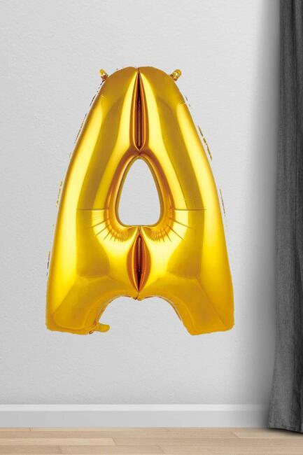 A Harfi Folyo Balon Gold 100 cm 40 inç 1 Metre Altın - 1