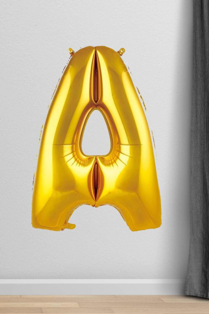 A Harfi Folyo Balon Gold 100 cm 40 inç 1 Metre Altın - 1