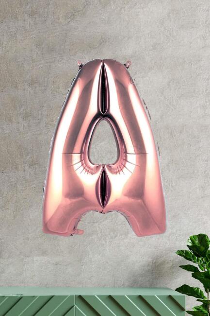 A Harfi Rose Gold Folyo Balon 100 cm 40 inç 1 Metre Baş Harf Balon - 1