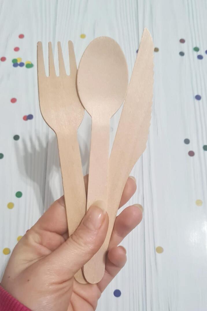 Ahşap Çatal Bıçak Kaşık Seti 24 Parça Ekolojik Doğa Dostu Set - 2