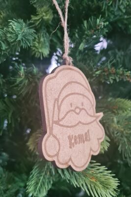 Ahşap İsme Özel Noel Baba Ağaç Süsü Yılbaşı Ağacı Süslemesi - 2