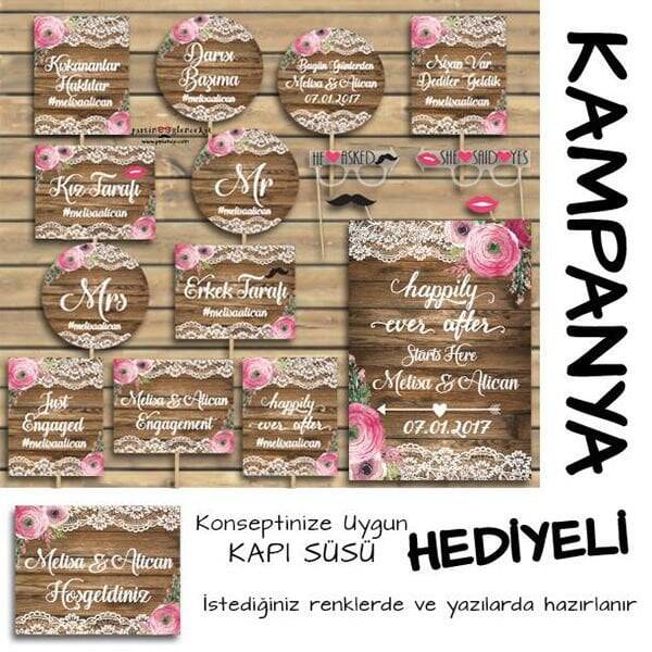 Ahşap Rustik Dantel Konsept 2li Kampanyalı Paket - 1
