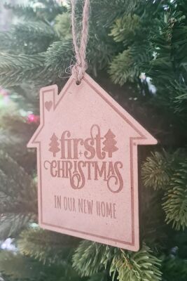 Ahşap Yılbaşı Ağacı Süsü First Christmas In Our New Home Yazılı Ağaç Süsü - 2