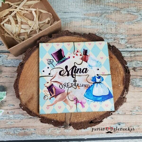 Alice In Wonderland Konsept Ahşap Puzzle Magnet - 1