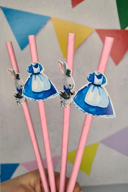 Alice in Wonderland Konsept Pipet Süsleri 10lu Lüks Pipet Paketi - 4