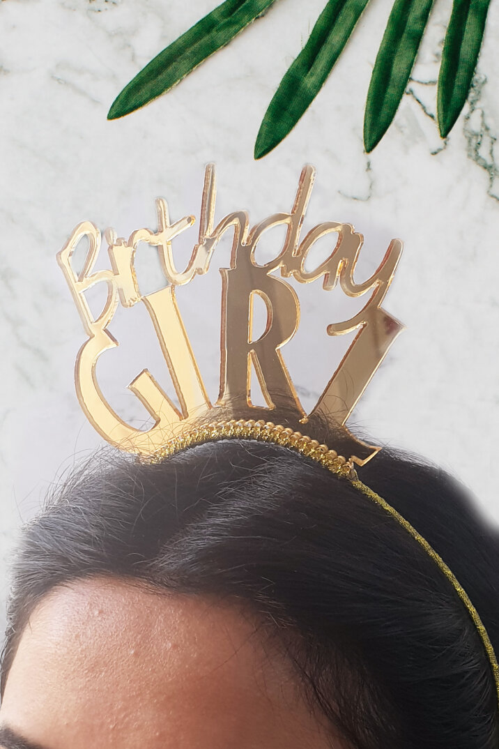 Altın Birthday Girl Doğum Günü Tacı - 1