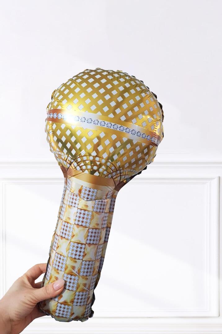 Altın Mikrofon Folyo Balon Mikrofon Şekilli Balon 50cm - 1