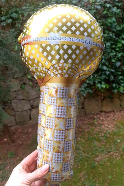 Altın Mikrofon Folyo Balon Mikrofon Şekilli Balon 50cm - 2