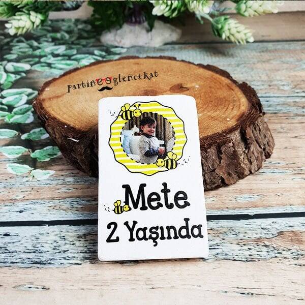 Arı Konsept Fotoğraf Baskılı Doğal Taş Magnet - 1