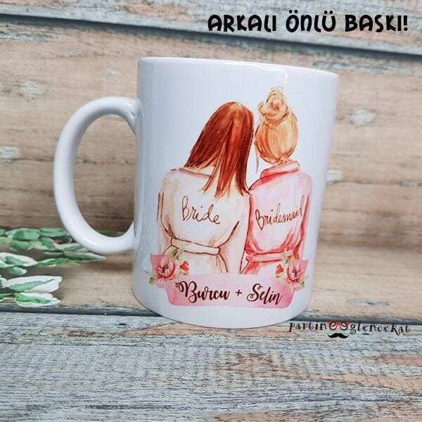 Arkalı Önlü Baskılı Gelin-Nedime Kupası - 1