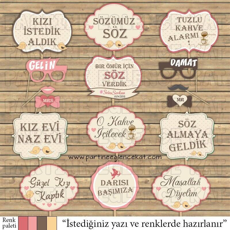 Aşık Kuşlar Konsept Konuşma Balonları Seti - 1