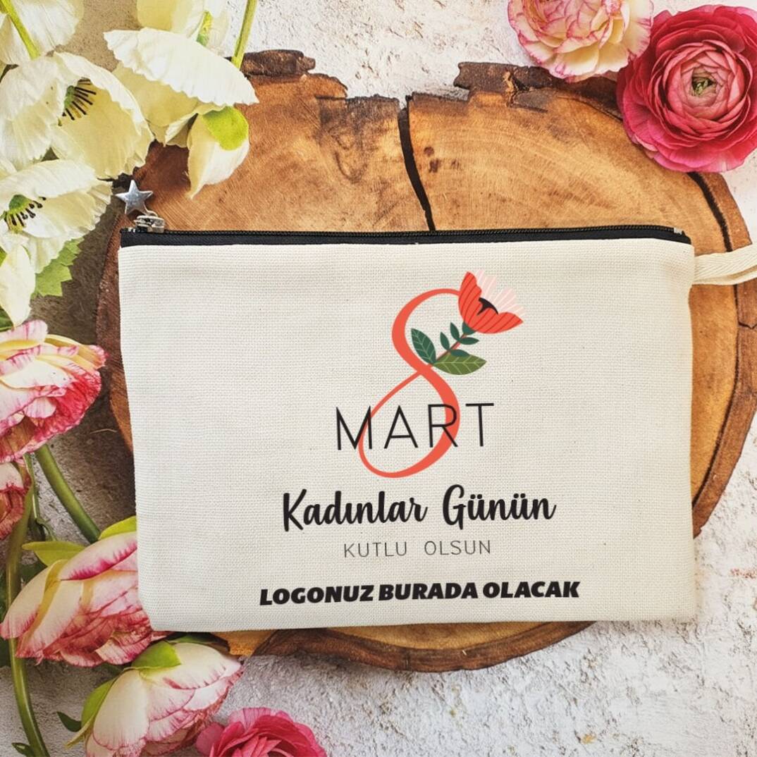 Astarlı Lüx Clutch Çanta 8 Mart Kadınlar Günü Logo Baskılı Kadınlar Figürlü - 1