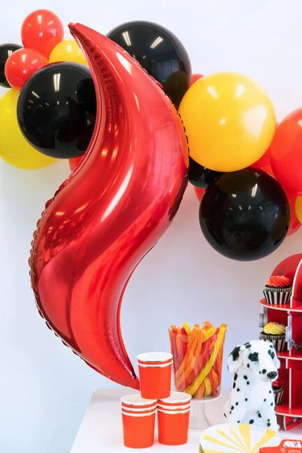 Ateş Şeklinde Balon Seti 3 lü . İtfaiye Fire Balon Konsept Folyo Balon Seti - 4