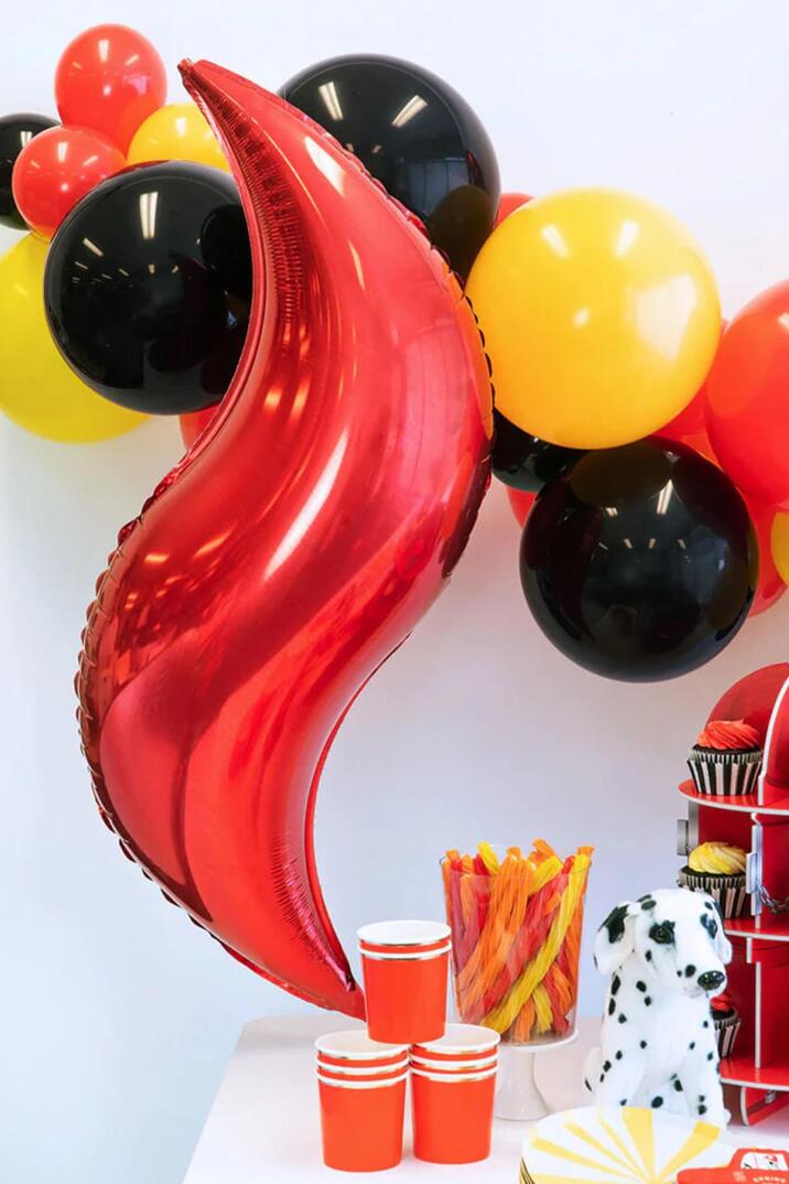 Ateş Şeklinde Balon Seti 3 lü . İtfaiye Fire Balon Konsept Folyo Balon Seti - 4