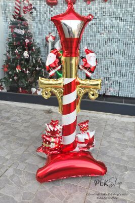 Ayaklı Büyük Yılbaşı Sokak Lambası Folyo Balon Yılbaşı Süsleme Balonu - 3