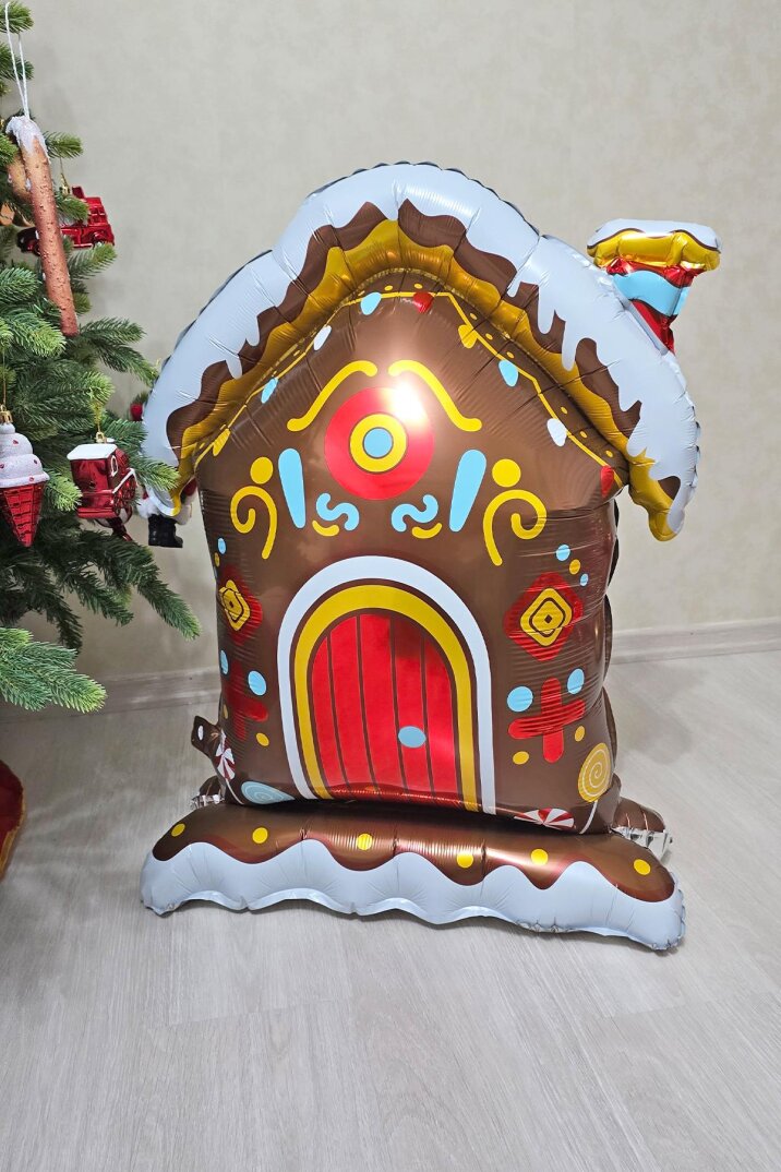 Ayaklı Çikolata Evi Folyo Balon Yılbaşı Balonu 100cm - 1