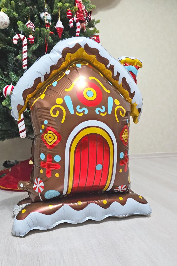 Ayaklı Çikolata Evi Folyo Balon Yılbaşı Balonu 100cm - 2