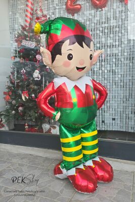 Ayaklı Dev Elf Folyo Balon Yılbaşı Süsleme Balonu - 2