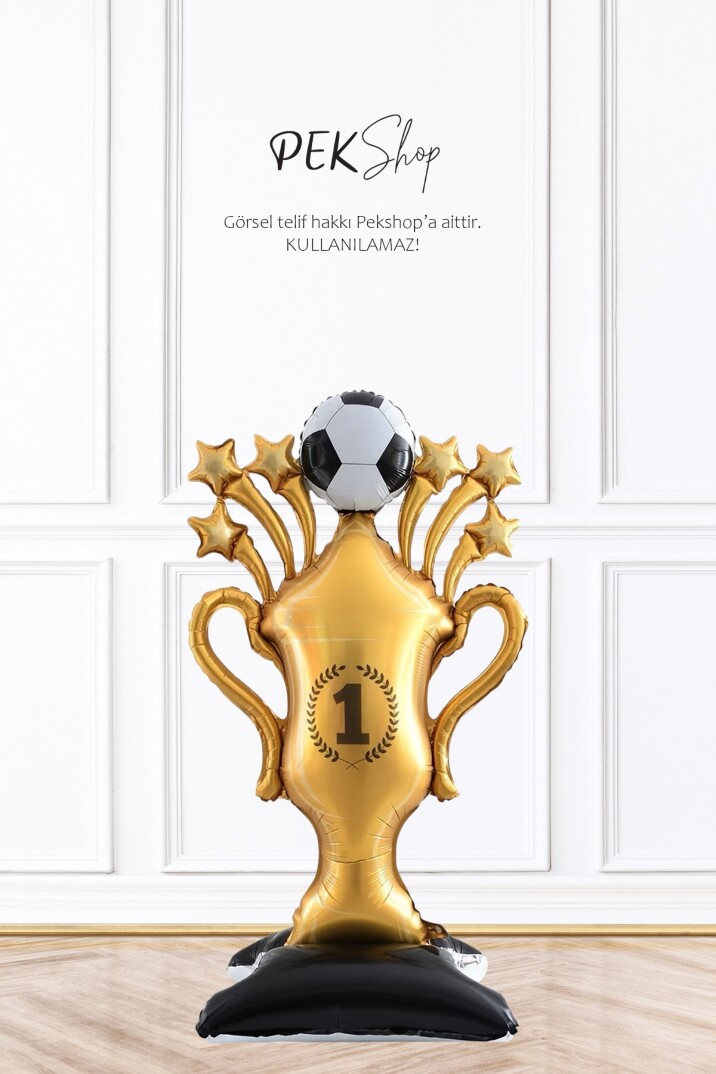 Ayaklı Futbol Toplu Kupa Folyo Balon Büyük Şampiyon Kupası Balon - 1