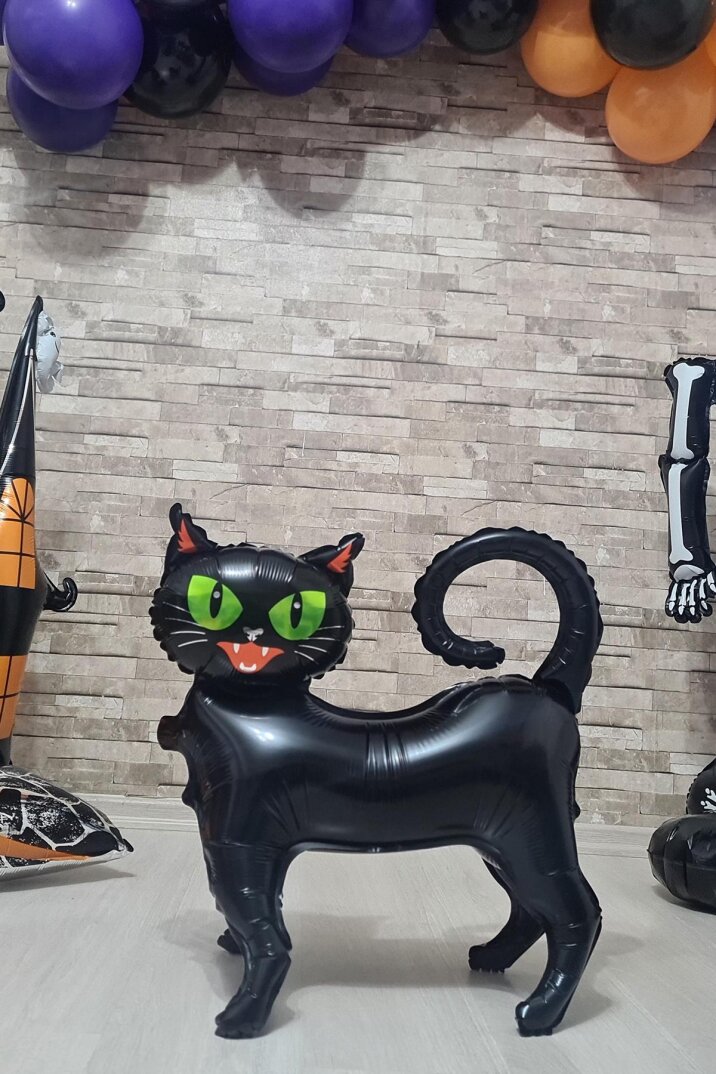 Ayaklı Siyah Kedi Folyo Balon - 1