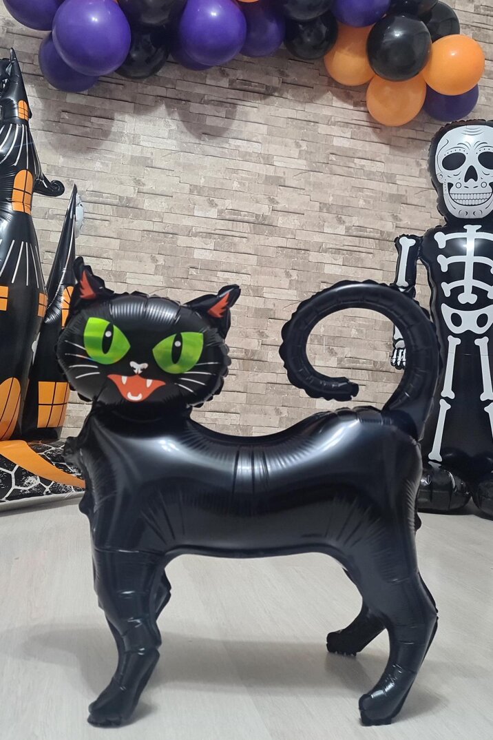 Ayaklı Siyah Kedi Folyo Balon - 3