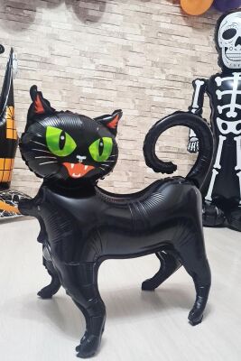 Ayaklı Siyah Kedi Folyo Balon - 5