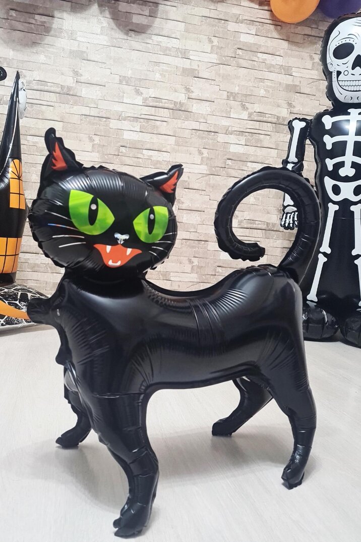 Ayaklı Siyah Kedi Folyo Balon - 5